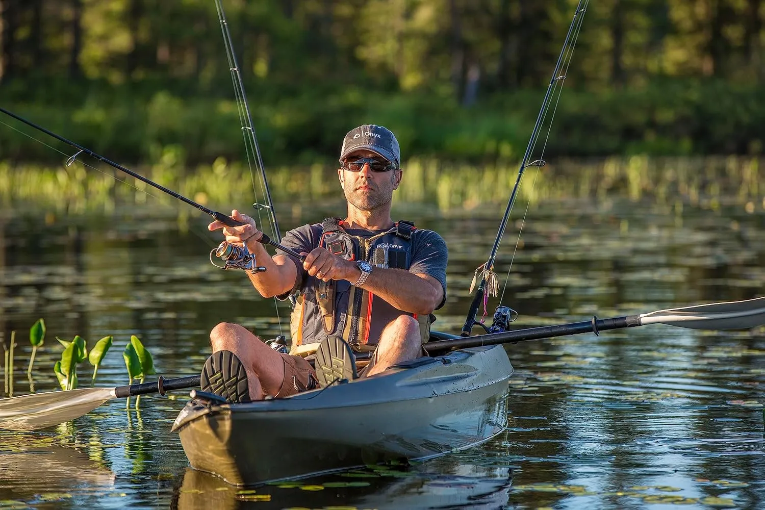 Onyx Kayak Fishing Life Jacket - Oversized, Tan/Grey