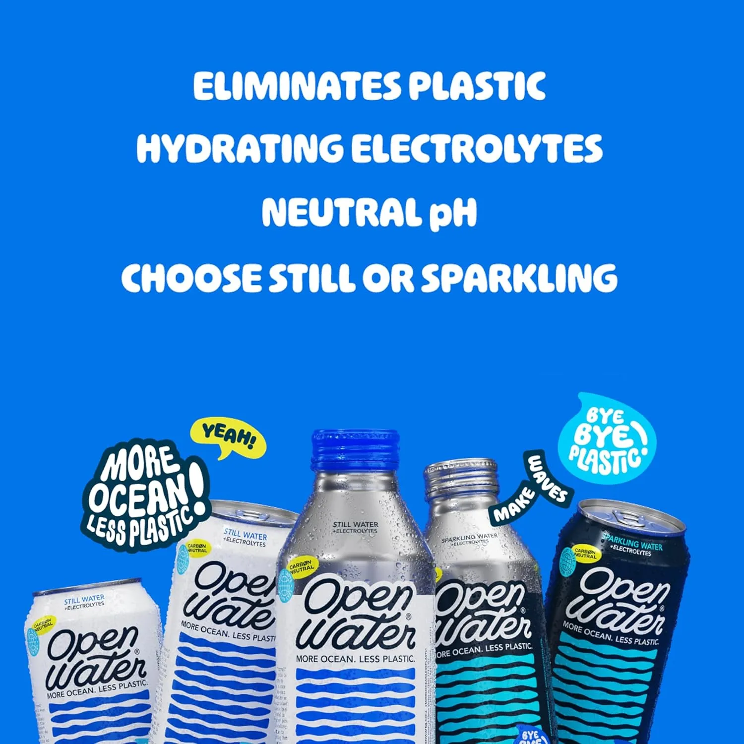 Open Water Still 16oz Bottles, Case of 12 - Aluminum Bottled Water with Electrolytes