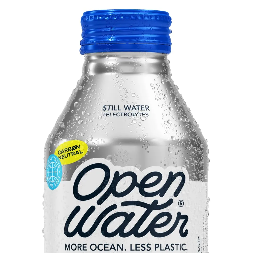 Open Water Still 16oz Bottles, Case of 12 - Aluminum Bottled Water with Electrolytes