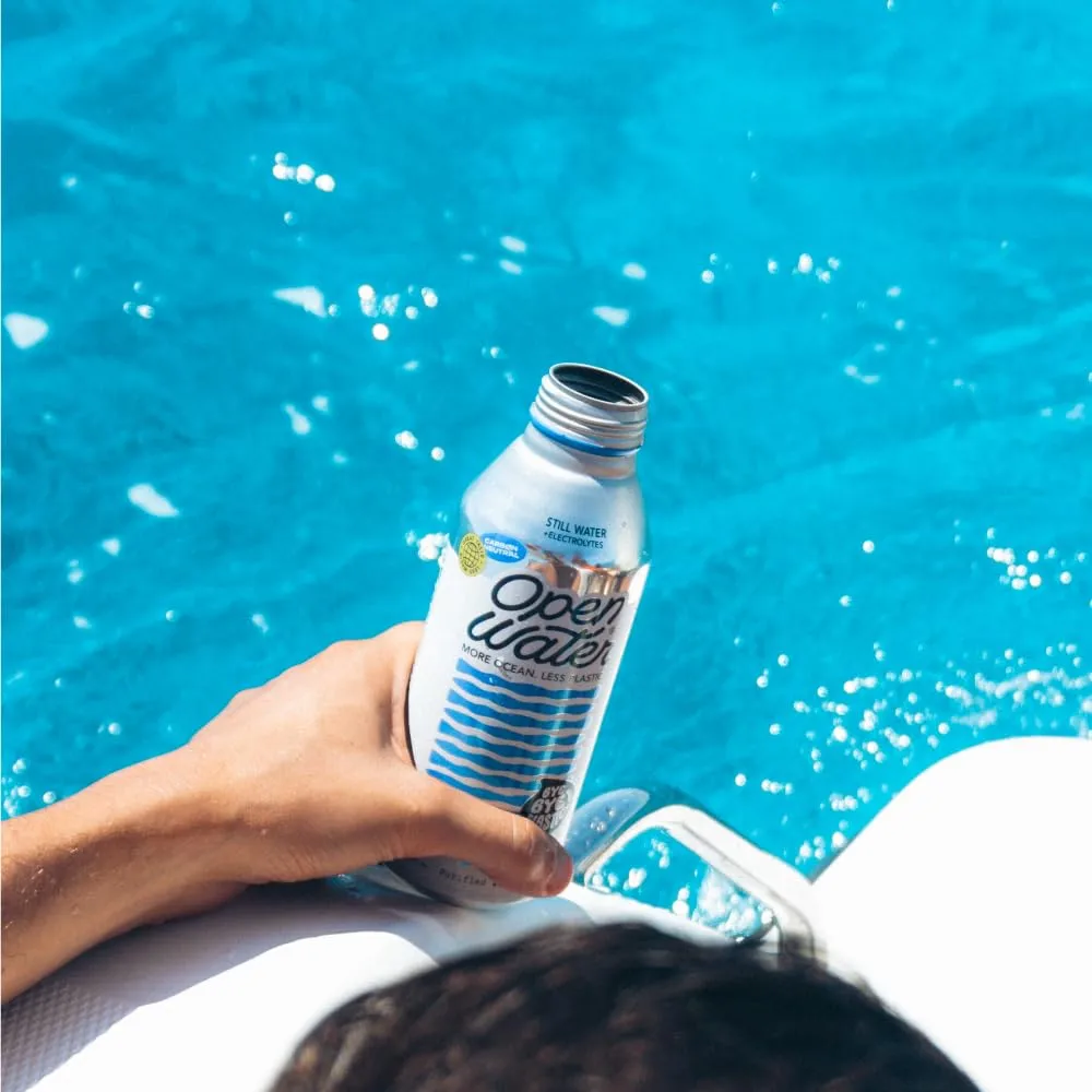 Open Water Still 16oz Bottles, Case of 12 - Aluminum Bottled Water with Electrolytes