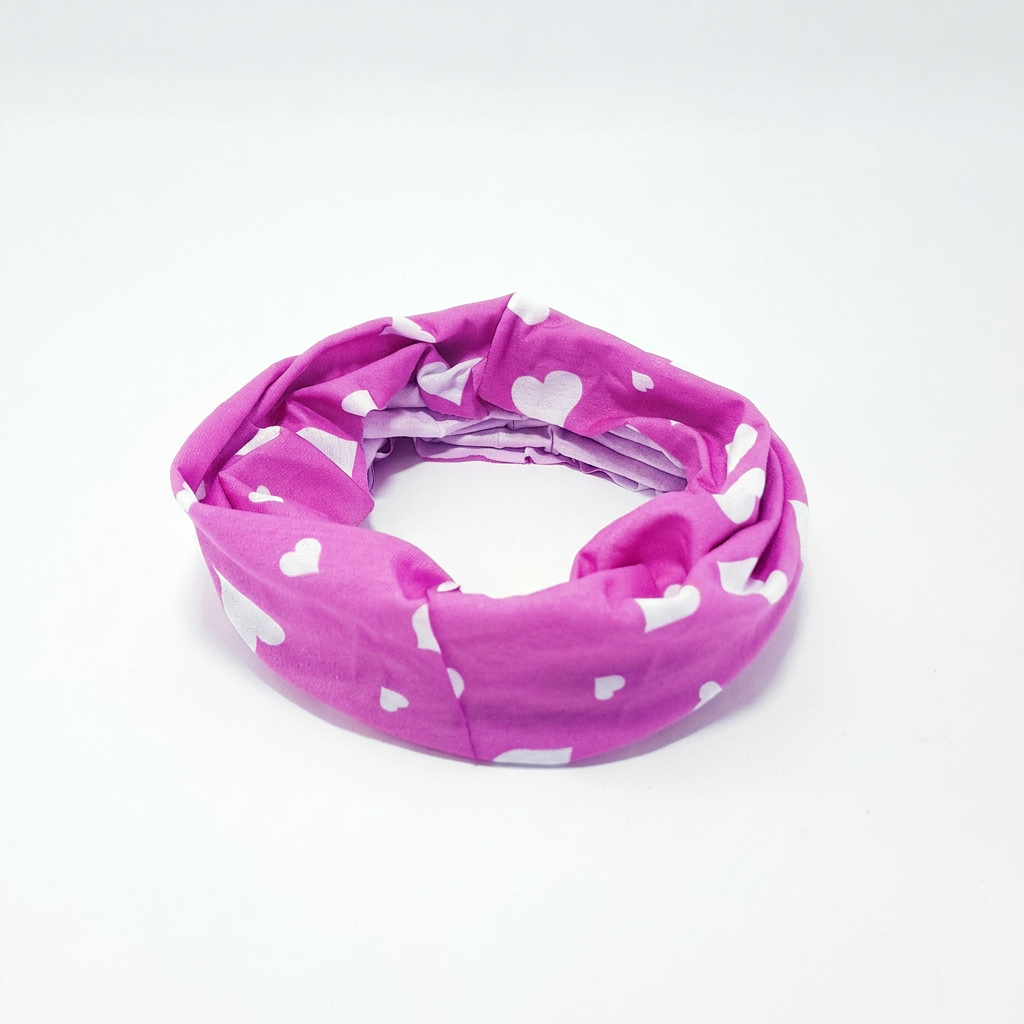 Pink Buff with White Hearts