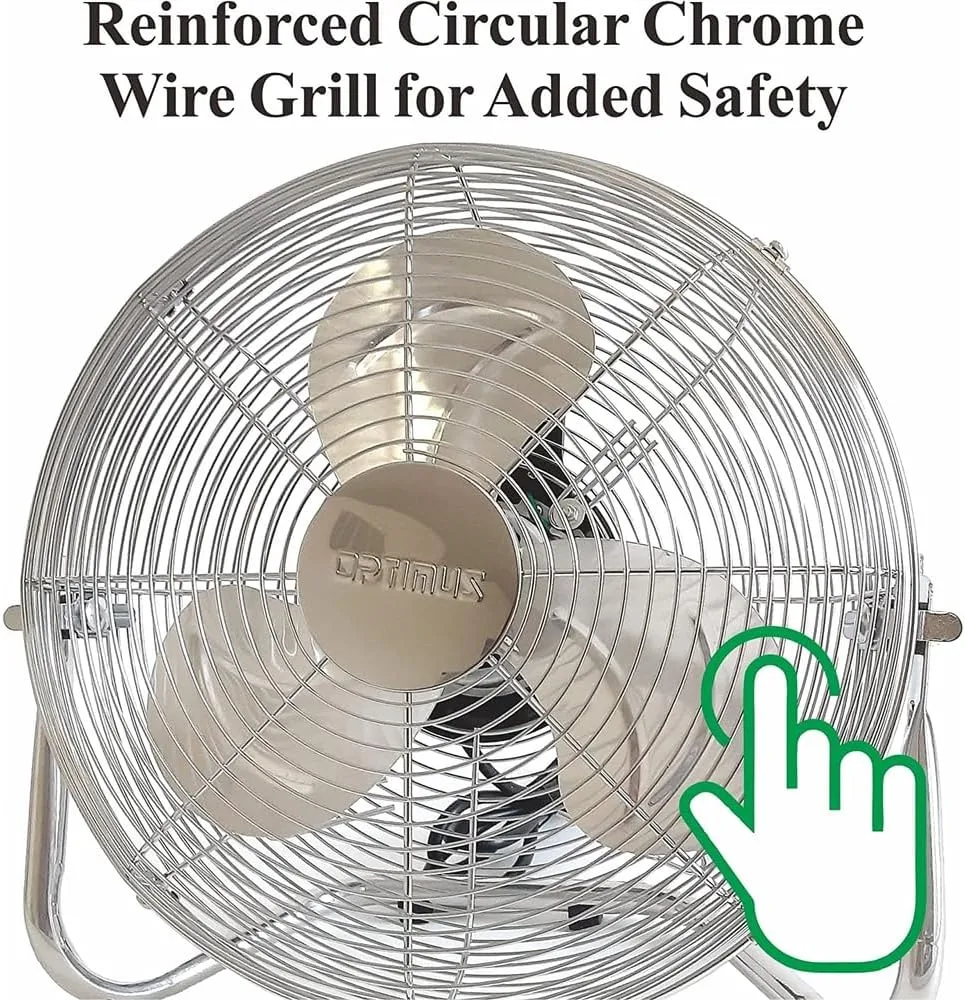 Optimus F-4122 F-4122 3-Speed 40-Watt 12-In. Industrial-Grade High-Velocity Floor Fan