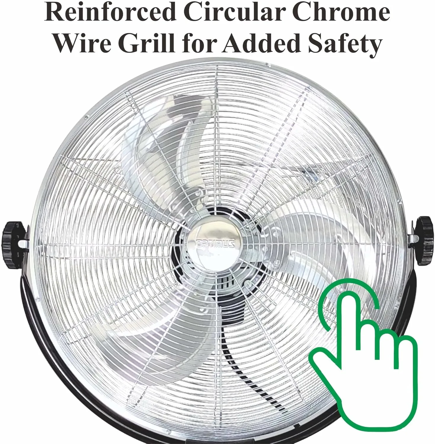 Optimus 20in Adjustable Industrial-Grade HV Oscillating Stand Fan With Chrome Grill, 30in x 24in, Black
