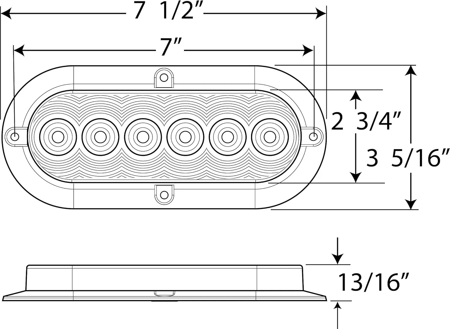 Optronics STL73RBP 6" Oval Sealed LED Stop/Turn/Tail Light, Red