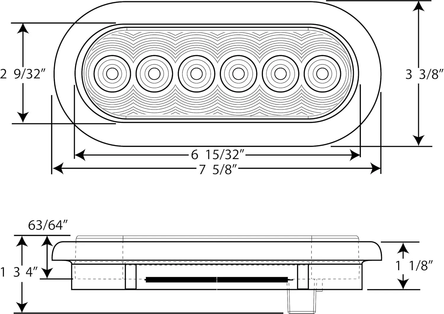 Optronics TLL12RK 6" Oval Sealed LED Tail Light Kit, Red
