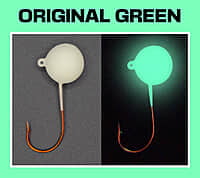Big Nasty Tackle 1oz. Super Glow Pout Pounder Jig w. Rattle - Glow Original Green