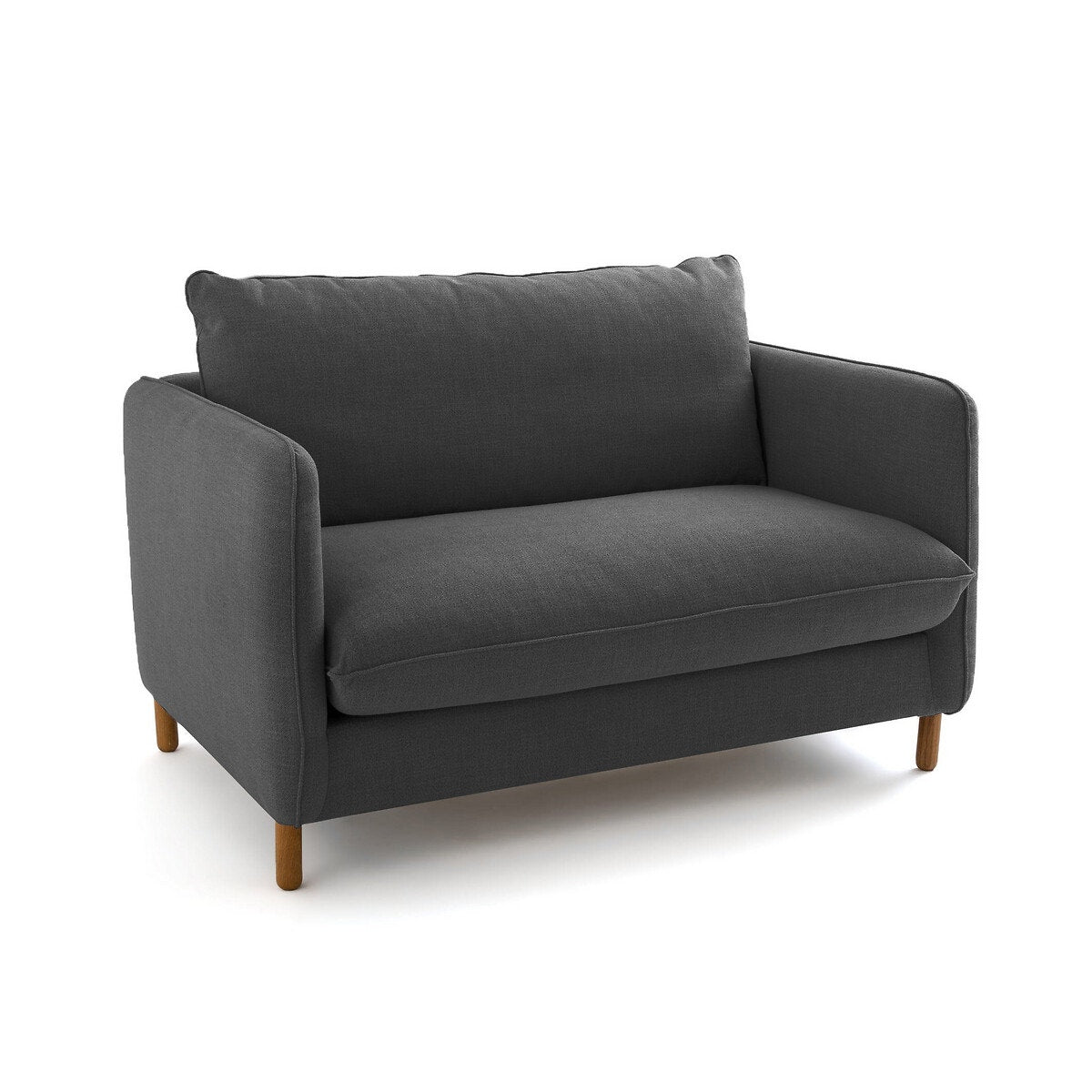 Compact Grey Fabric Love Seat | Modern Small Sofa