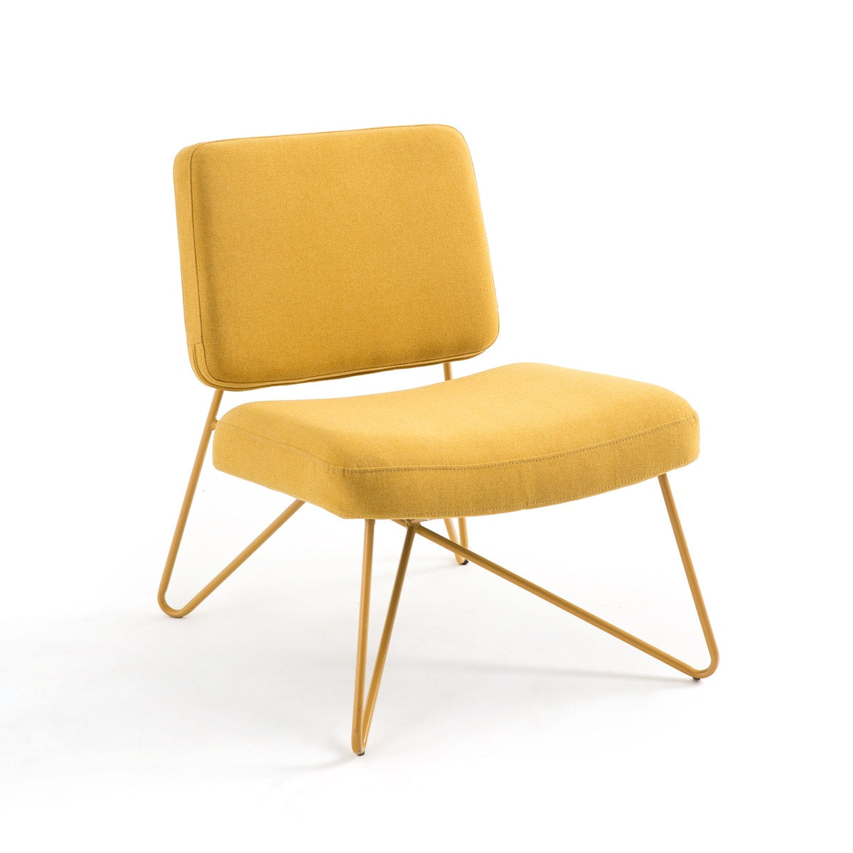 Modern Mustard Yellow Lounge Chair | Fabric & Metal Accent Chair