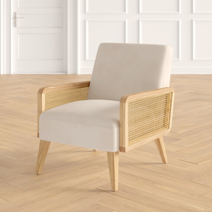 Cane Armchair – Upholstered Lounge Chair with Solid Wood Frame for Living Room Cane Armchair – Upholstered Lounge Chair with Solid Wood Frame for Living Room