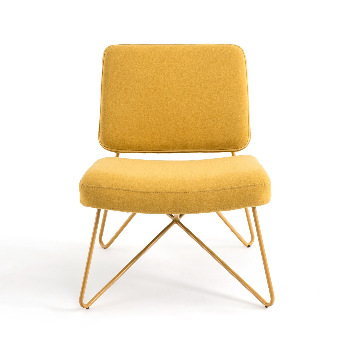 Modern Mustard Yellow Lounge Chair | Fabric & Metal Accent Chair