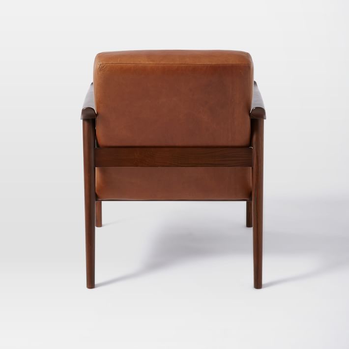 Tan Leather Armchair | Mid-Century Modern Wood Frame Chair Tan Leather Armchair | Mid-Century Modern Wood Frame Chair