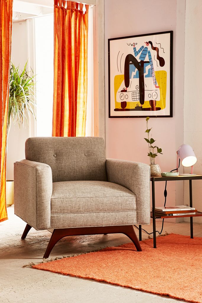 Mid-Century Modern Armchair | Fabric Upholstered Accent Chair
