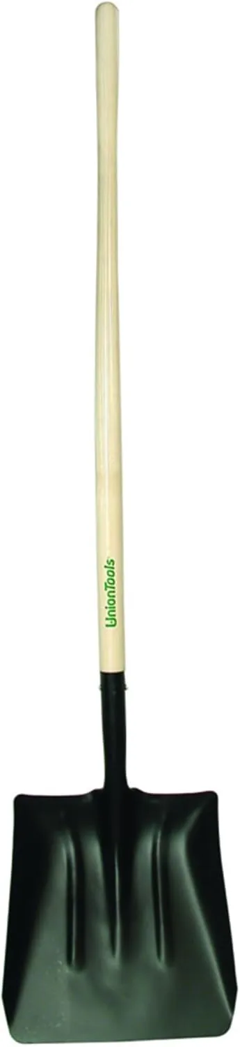 Steel Coal Shovel, 14.5 in L x 13.5 in W blade, Square Point, 48 in White Ash Straight Handle
