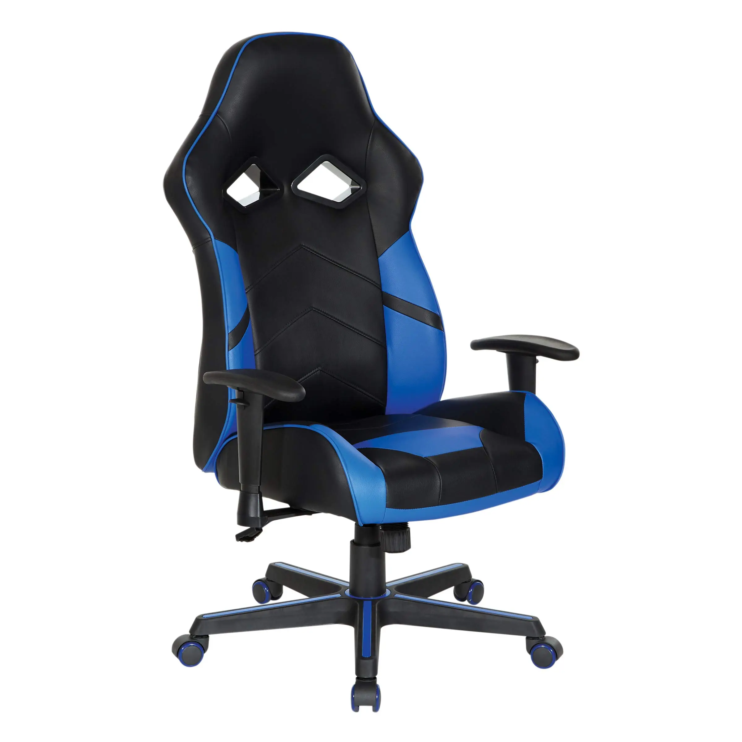 OSP Home Furnishings Vapor Ergonomic Adjustable High Back Faux Leather Gaming Chair with Coil Spring Seat and Integrated
