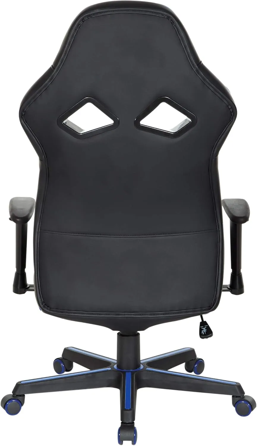 OSP Home Furnishings Vapor Ergonomic Adjustable High Back Faux Leather Gaming Chair with Coil Spring Seat and Integrated