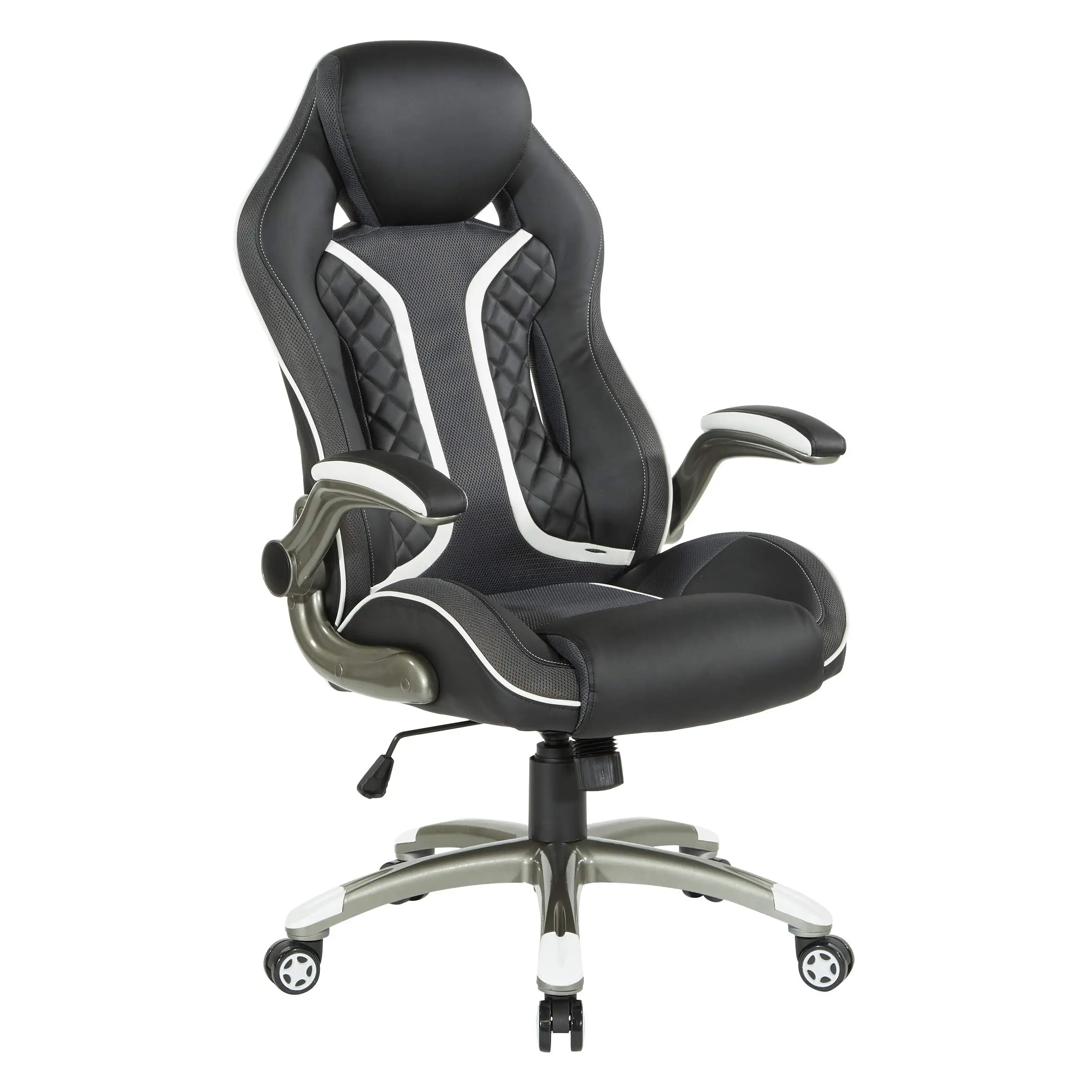 OSP Home Furnishings Xplorer 51 Ergonomic Adjustable High Back Gaming Chair with Lumbar Support and Padded Flip Arms