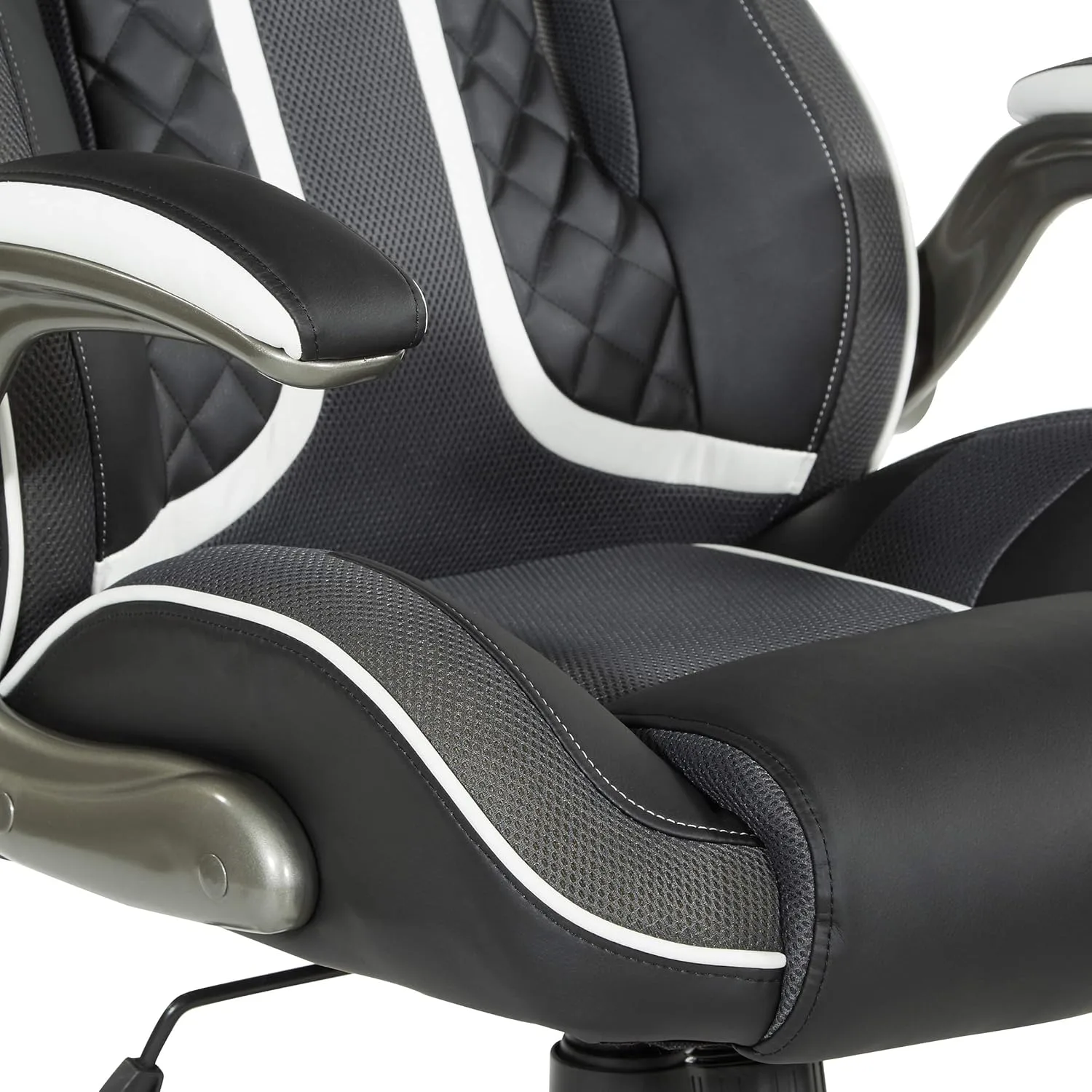 OSP Home Furnishings Xplorer 51 Ergonomic Adjustable High Back Gaming Chair with Lumbar Support and Padded Flip Arms