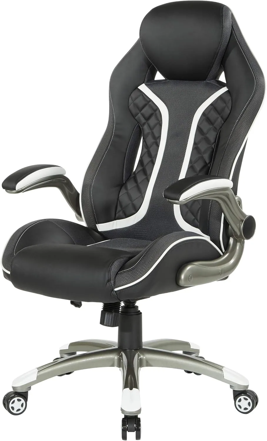 OSP Home Furnishings Xplorer 51 Ergonomic Adjustable High Back Gaming Chair with Lumbar Support and Padded Flip Arms