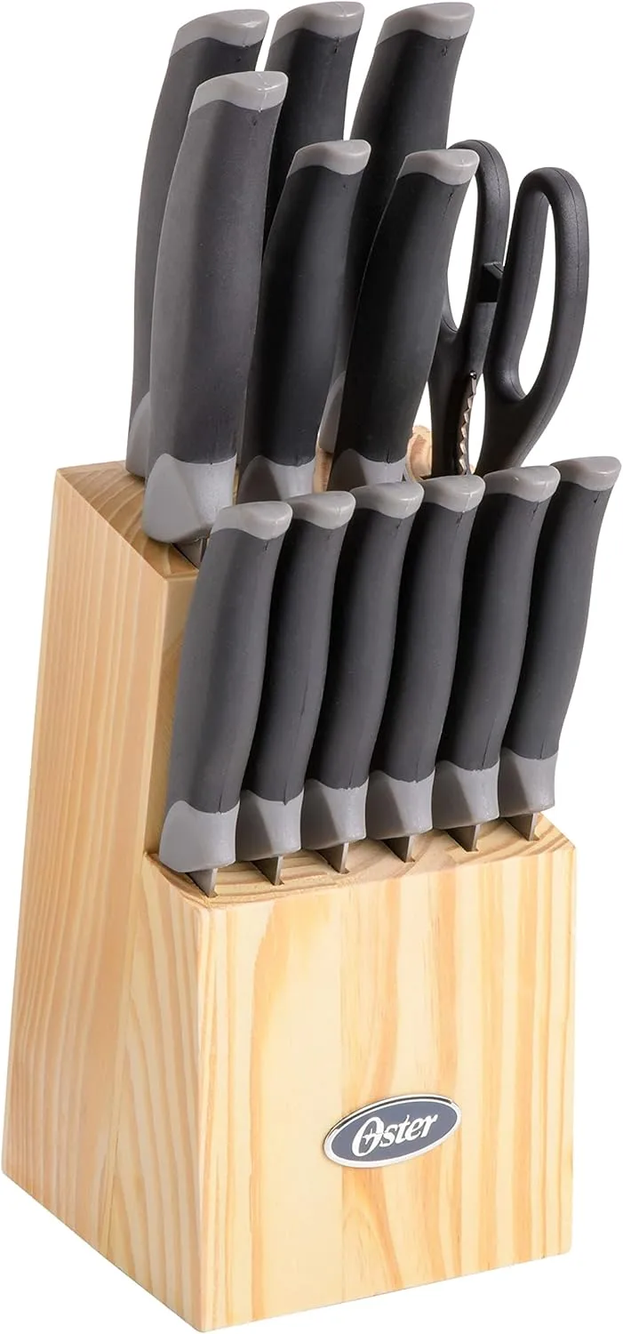 Oster Lindbergh 14 Piece Stainless Steel Cutlery Kitchen Knife Block Set