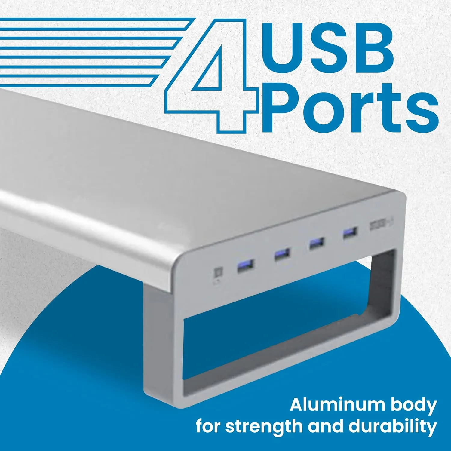 OTM Essentials Slim Aluminum Monitor Stand, Desk Riser with Non-Slip Padding and Tilted Surface