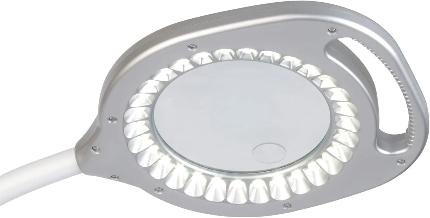 OttLite 2-in-1 LED Magnifier Floor & Table Light, Clearsun, Silver