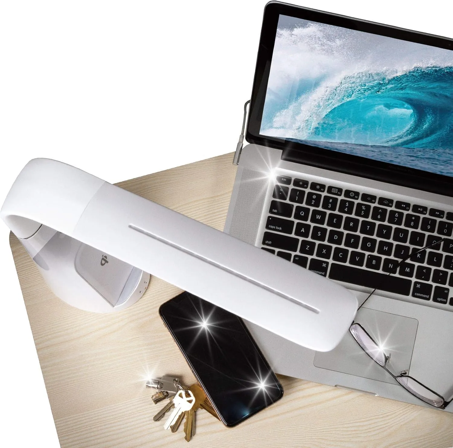OttLite Purify LED Sanitizing Desk Lamp with Wireless Charging – Eliminates up to 99.9% of Bacteria, Touch Activated