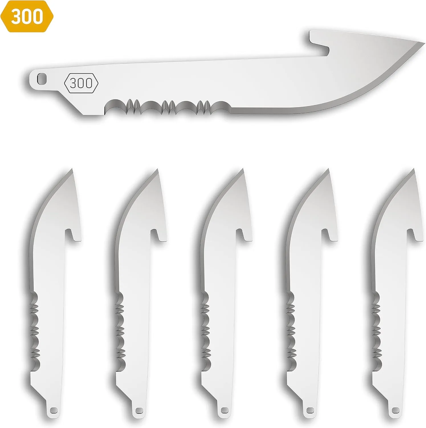 OUTDOOR EDGE 3.0" Drop-Point with Serrations Blade Pack (Black, 6 Blades)