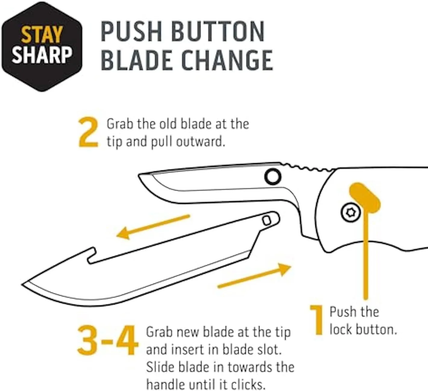 OUTDOOR EDGE 3.0" Drop-Point with Serrations Blade Pack (Black, 6 Blades)