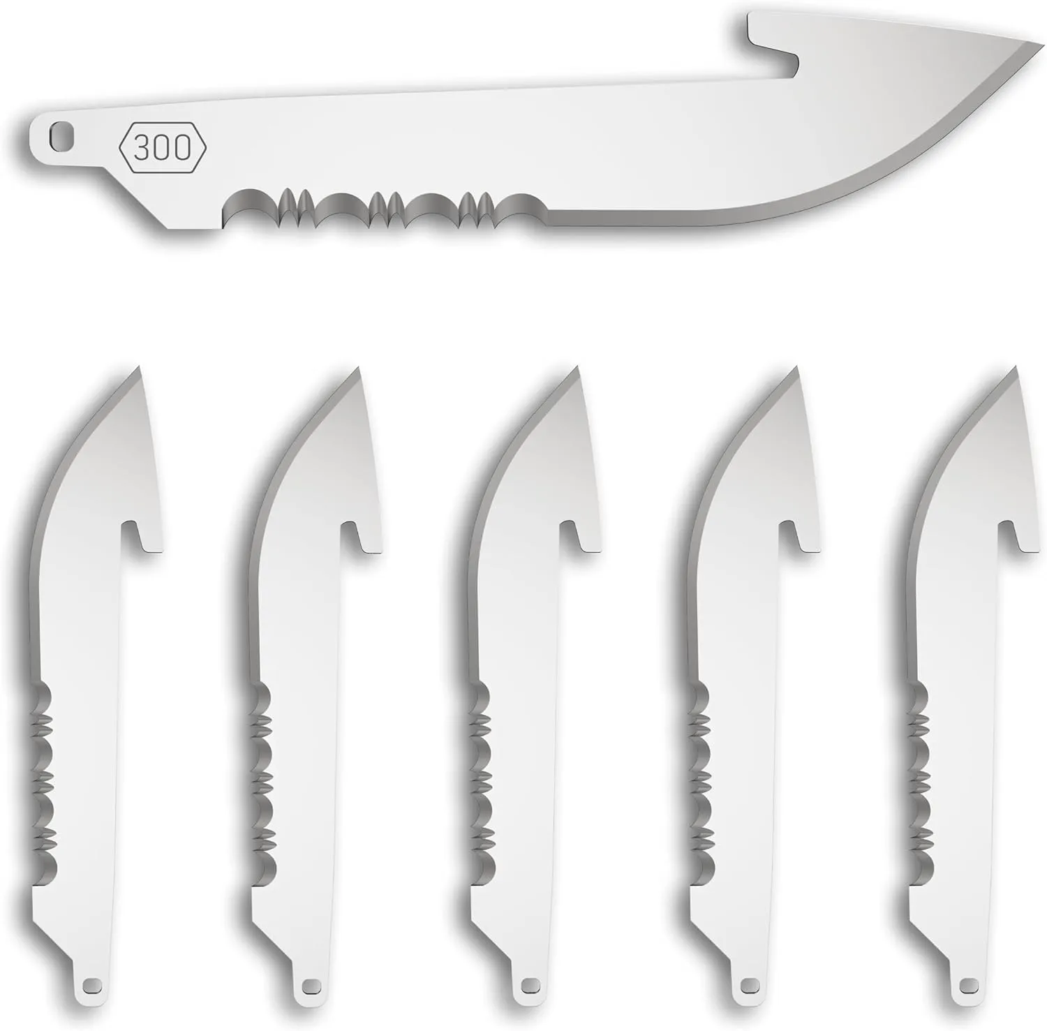 OUTDOOR EDGE 3.0" Drop-Point with Serrations Blade Pack (Black, 6 Blades)