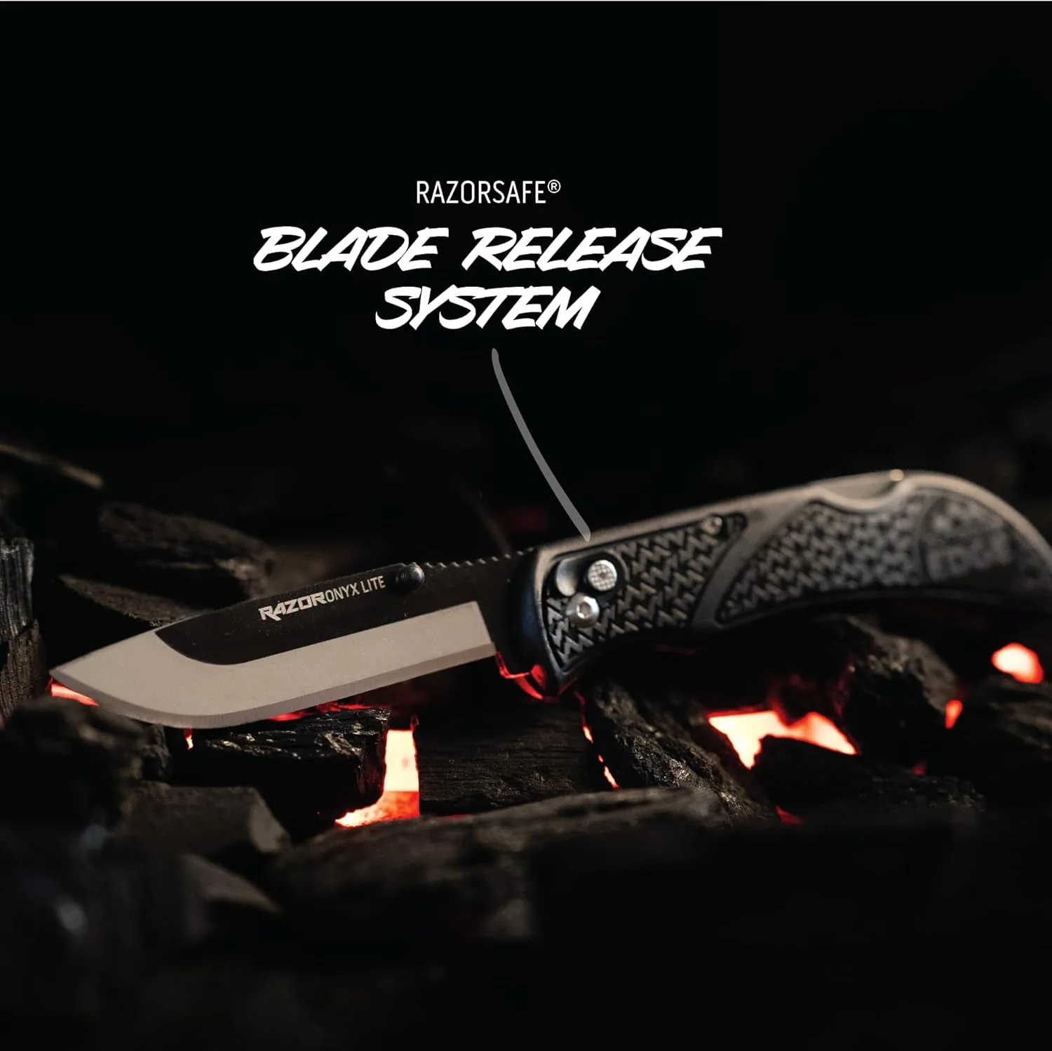 OUTDOOR EDGE Onyx EDC Folding Pocket Knife — Replaceable Blade System, Lockback and Pocket Clip