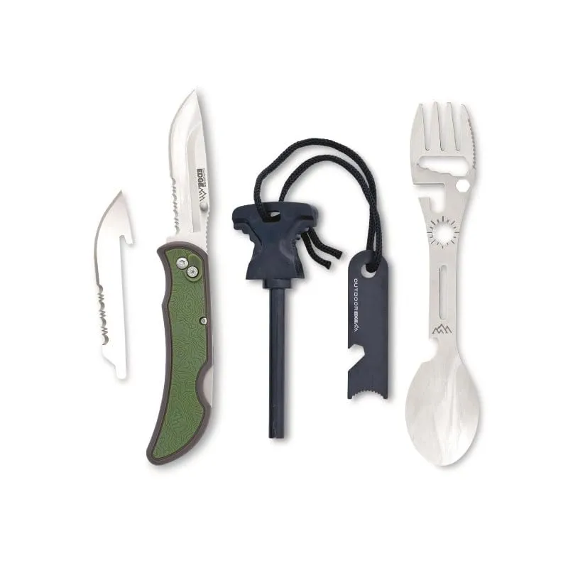 Affinity Razor 3" Folding Knife Multi-tool with Spork & Ferro Rod by Outdoor Edge