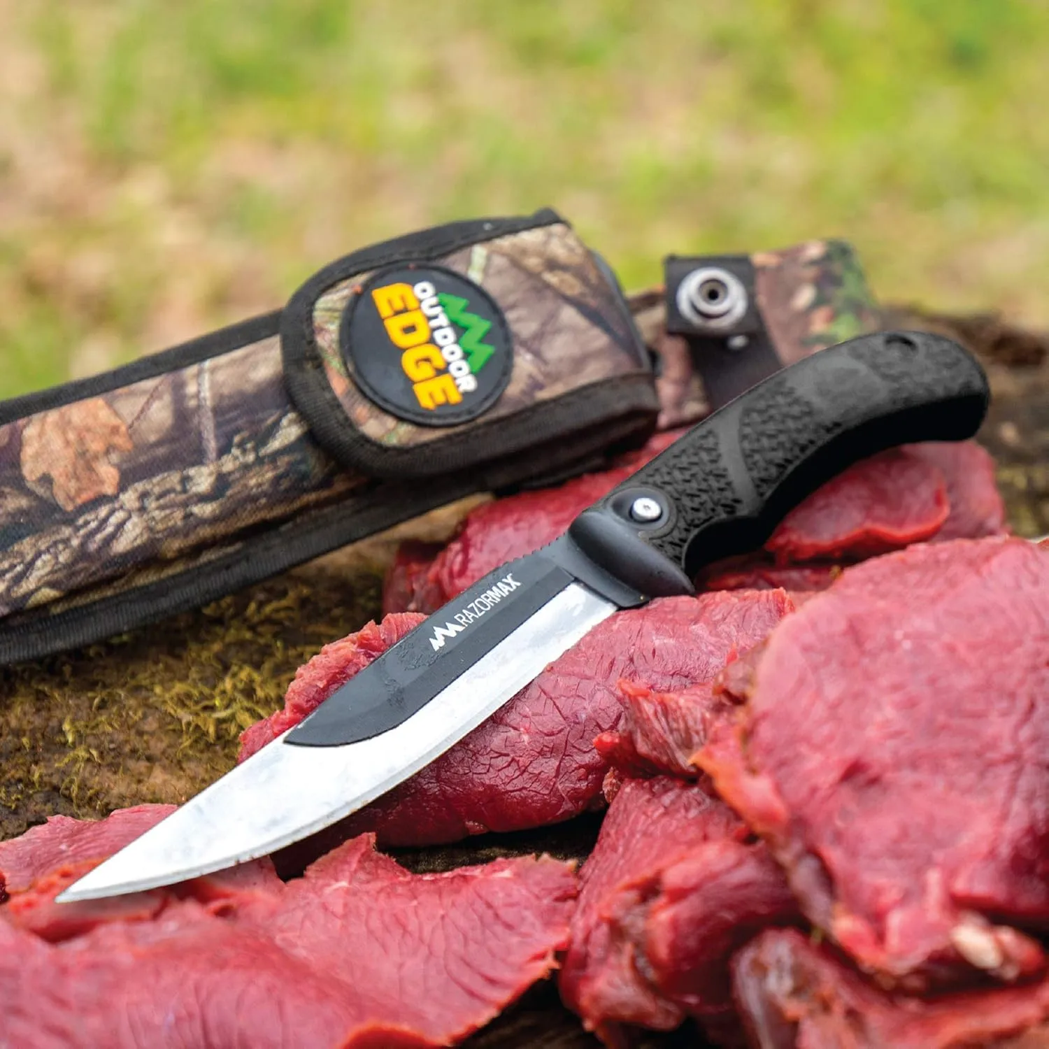 OUTDOOR EDGE RazorMax Replaceable Fixed Blade Hunting Knife with Drop-Point & Boning/Fillet Blades