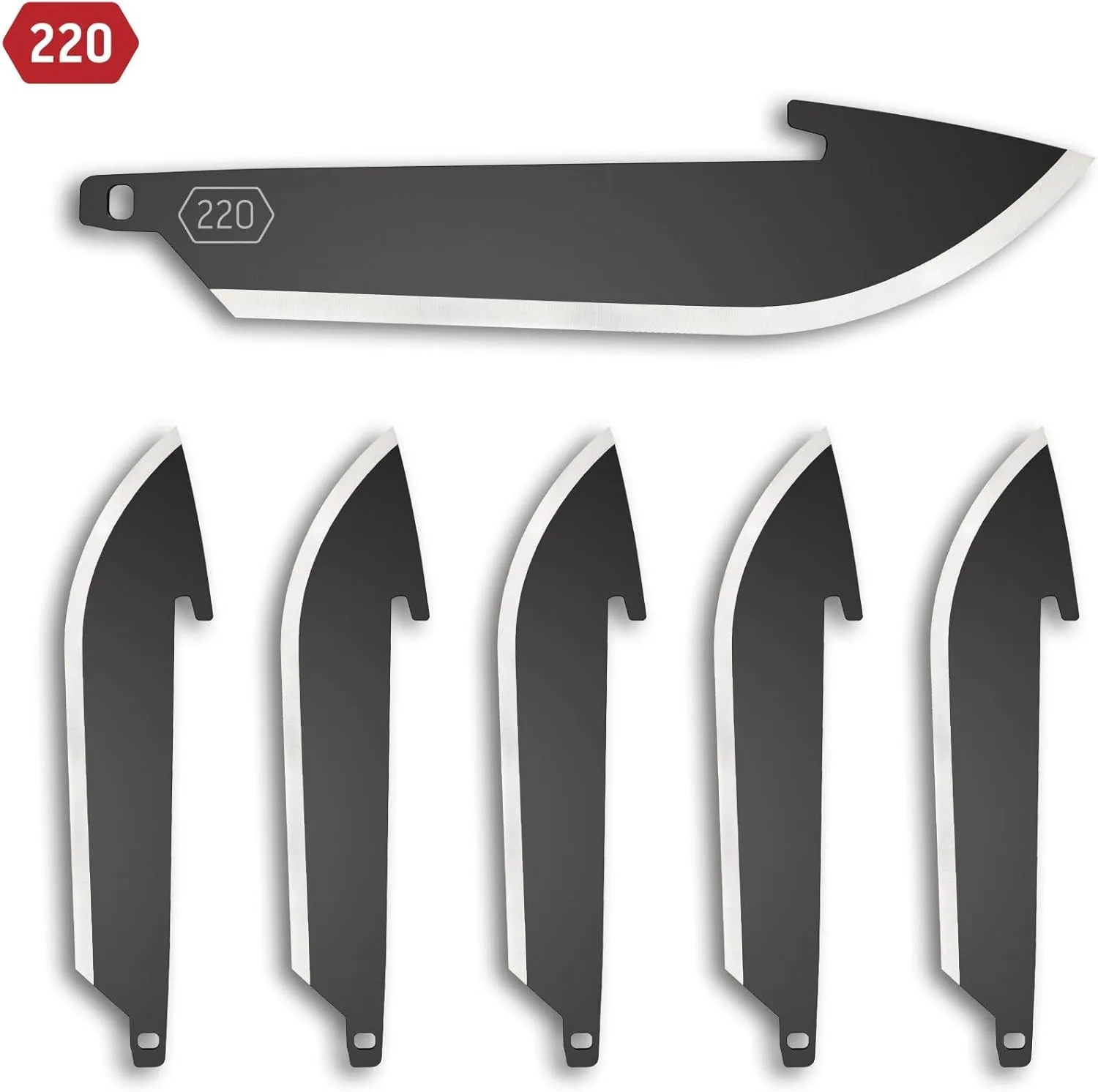 Outdoor Edge RazorSafe 2.2" Black Drop-Point | 6 Pack of EDC Drop Point Blades | Compatible 2.2" Razor Blade Knives