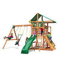 Outing w/ Monkey Bars w/ Deluxe Green Vinyl Canopy and Treehouse Add-On