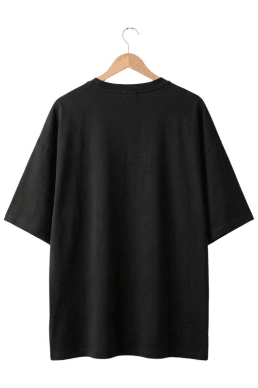 Nothing Lasts Forever" Snarling Dog Print Oversized Mens Black T-Shirt