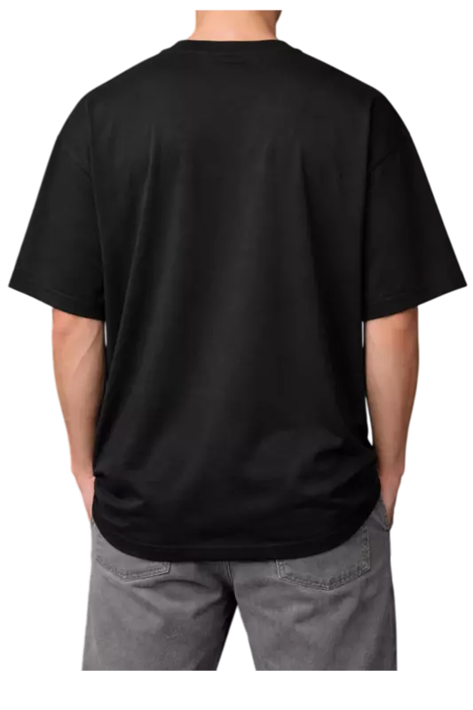 White Lion Print Oversized Mens Black T-Shirt