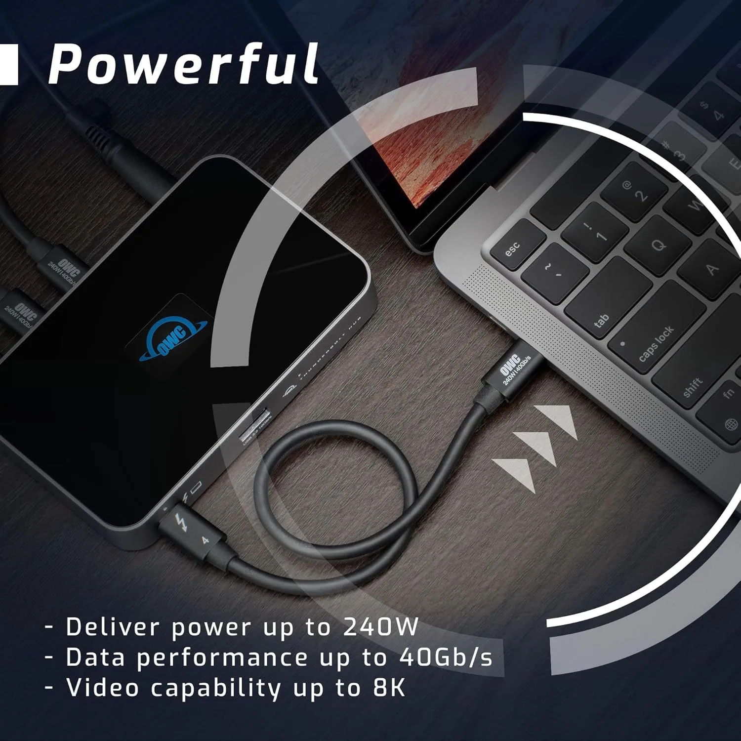 OWC Thunderbolt & USB-C Cable — Thunderbolt 5/4/3, USB4 Compatible