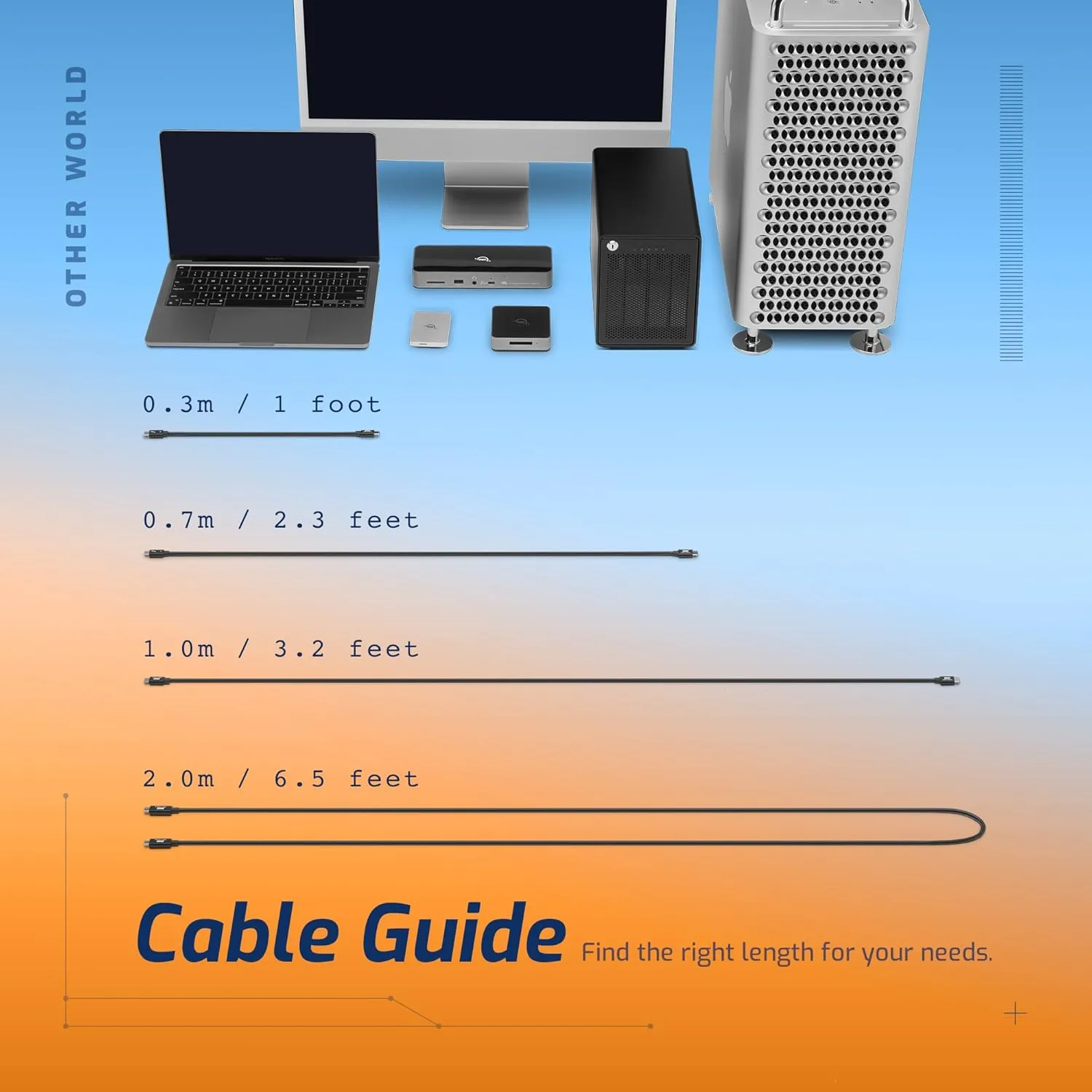 OWC Thunderbolt & USB-C Cable — Thunderbolt 5/4/3, USB4 Compatible