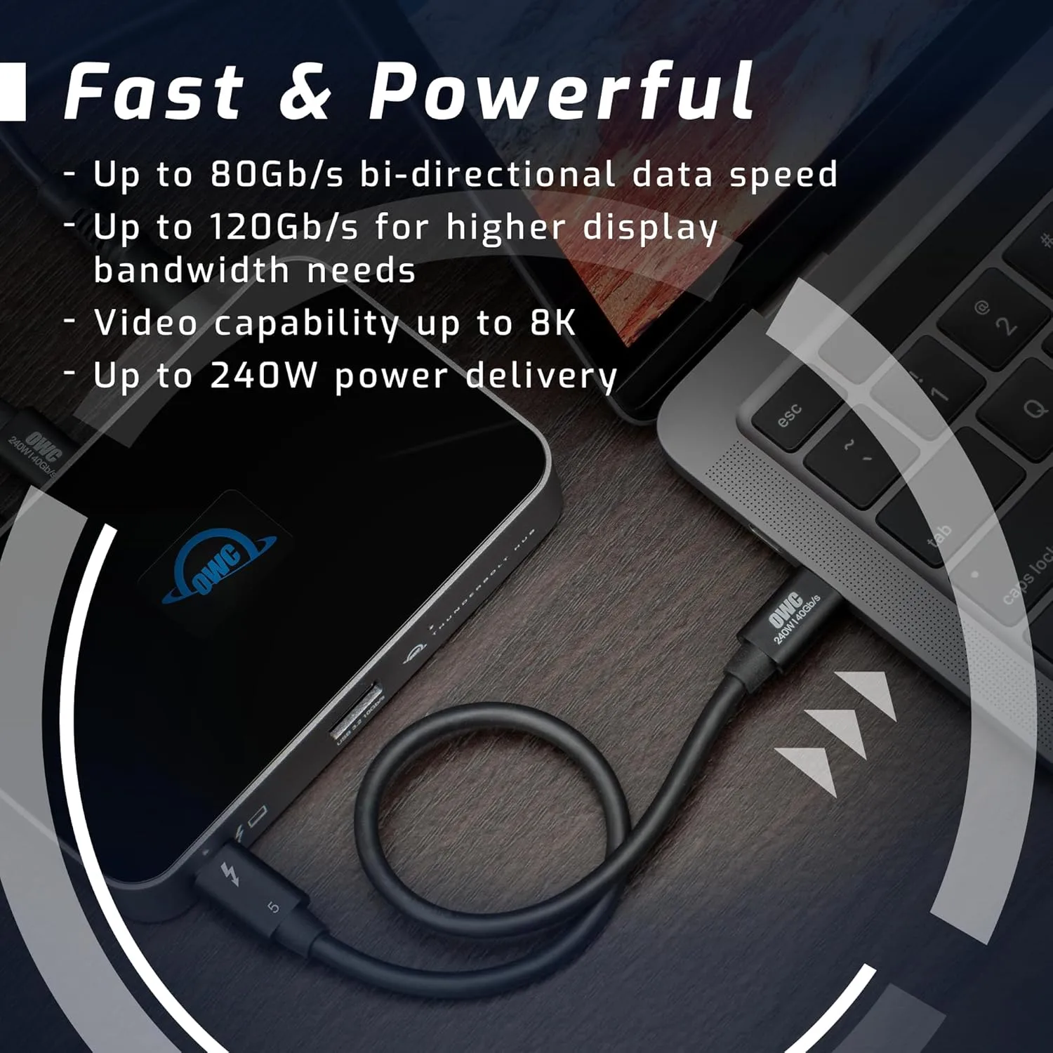 OWC Thunderbolt & USB-C Cable — Thunderbolt 5/4/3, USB4 Compatible