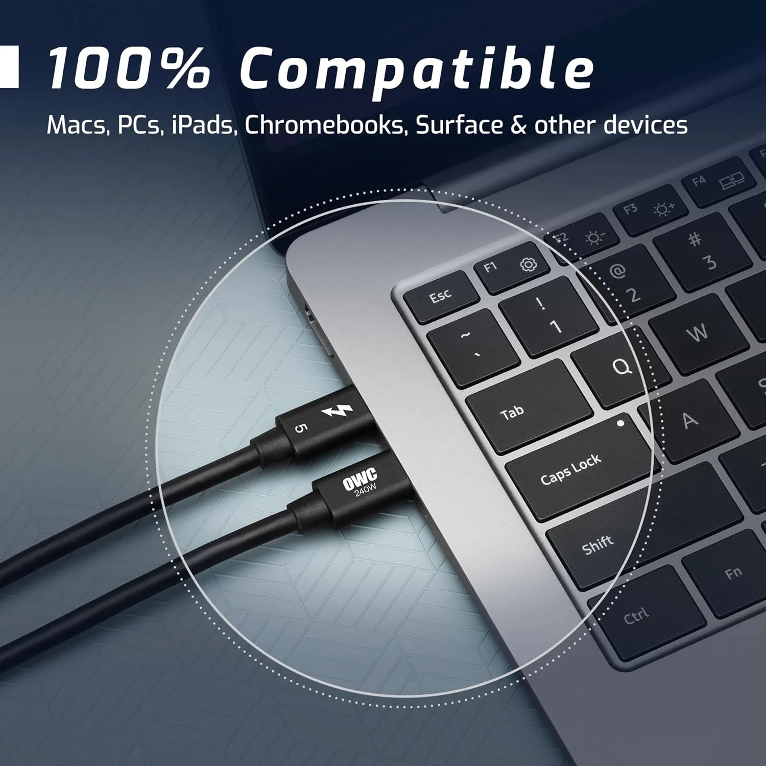 OWC Thunderbolt & USB-C Cable — Thunderbolt 5/4/3, USB4 Compatible