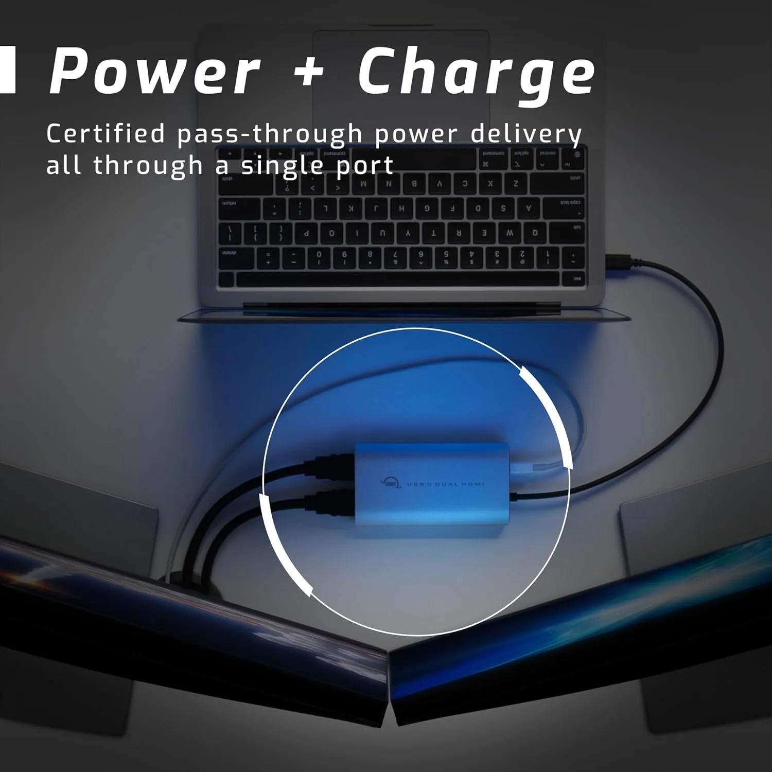 OWC USB-C to Dual HDMI 4K Display Adapter with DISPLAYLINK and Power Pass-Through for Apple M1 Mac or Any Mac or PC with USB-C or Thunderbolt, DUAL HDMI USB-C