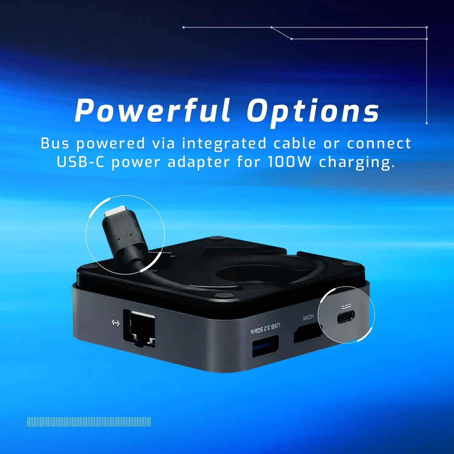 OWC USB-C Travel Dock — Portable USB-C Docking Station with Integrated Cable, HDMI 2.0, SD Card & 100W Power Pass-Through