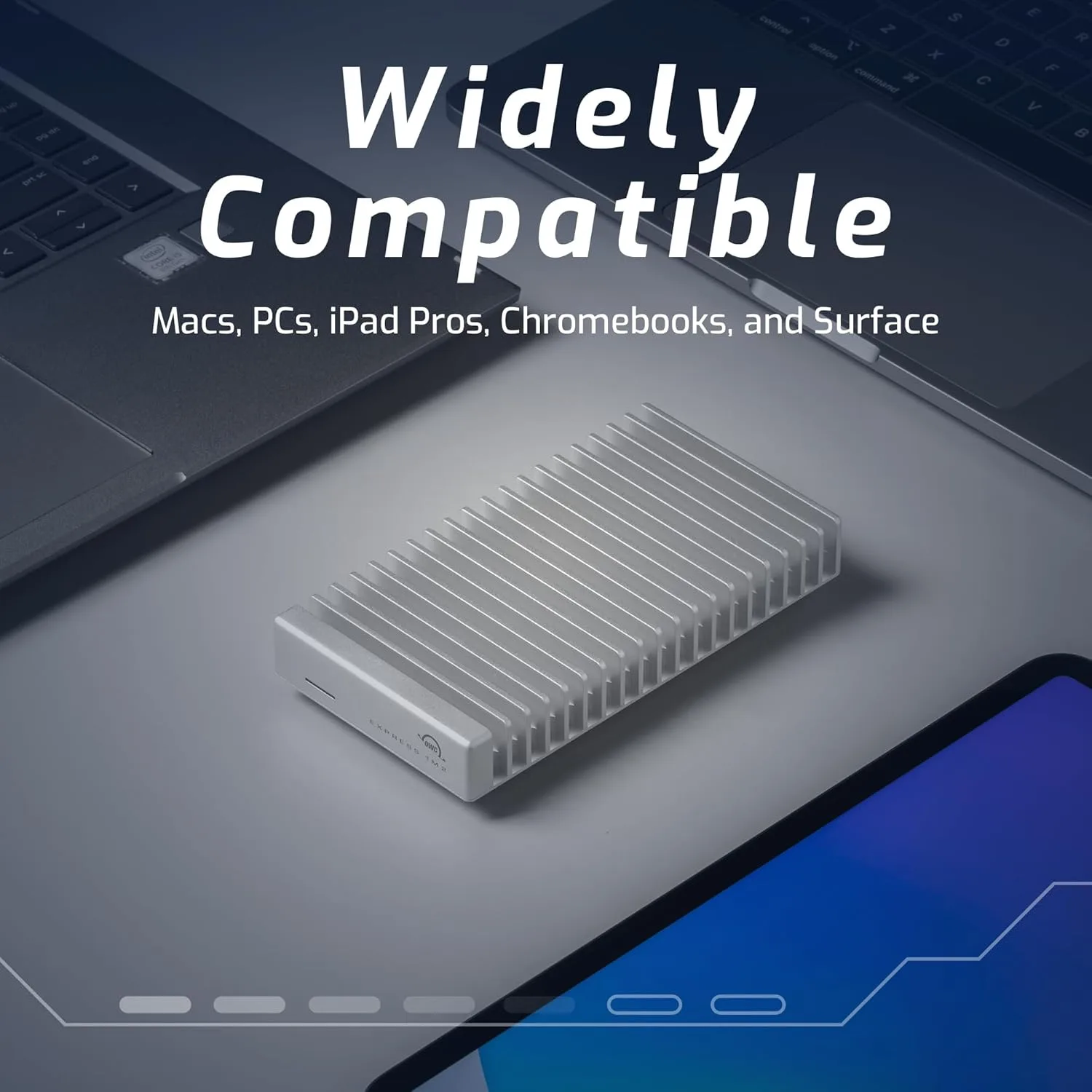 OWC Express 1M2 80Gb/s USB4 Portable NVMe SSD Enclosure Aluminum Heat Sink