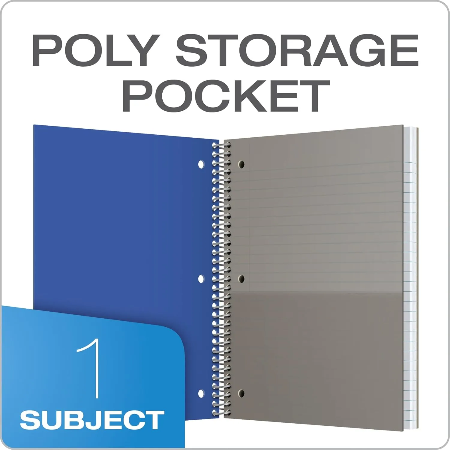 Oxford Spiral Notebooks, 1 Subject, College Ruled Paper, Durable Plastic Cover, 100 Sheets, 3-Pack (10390)