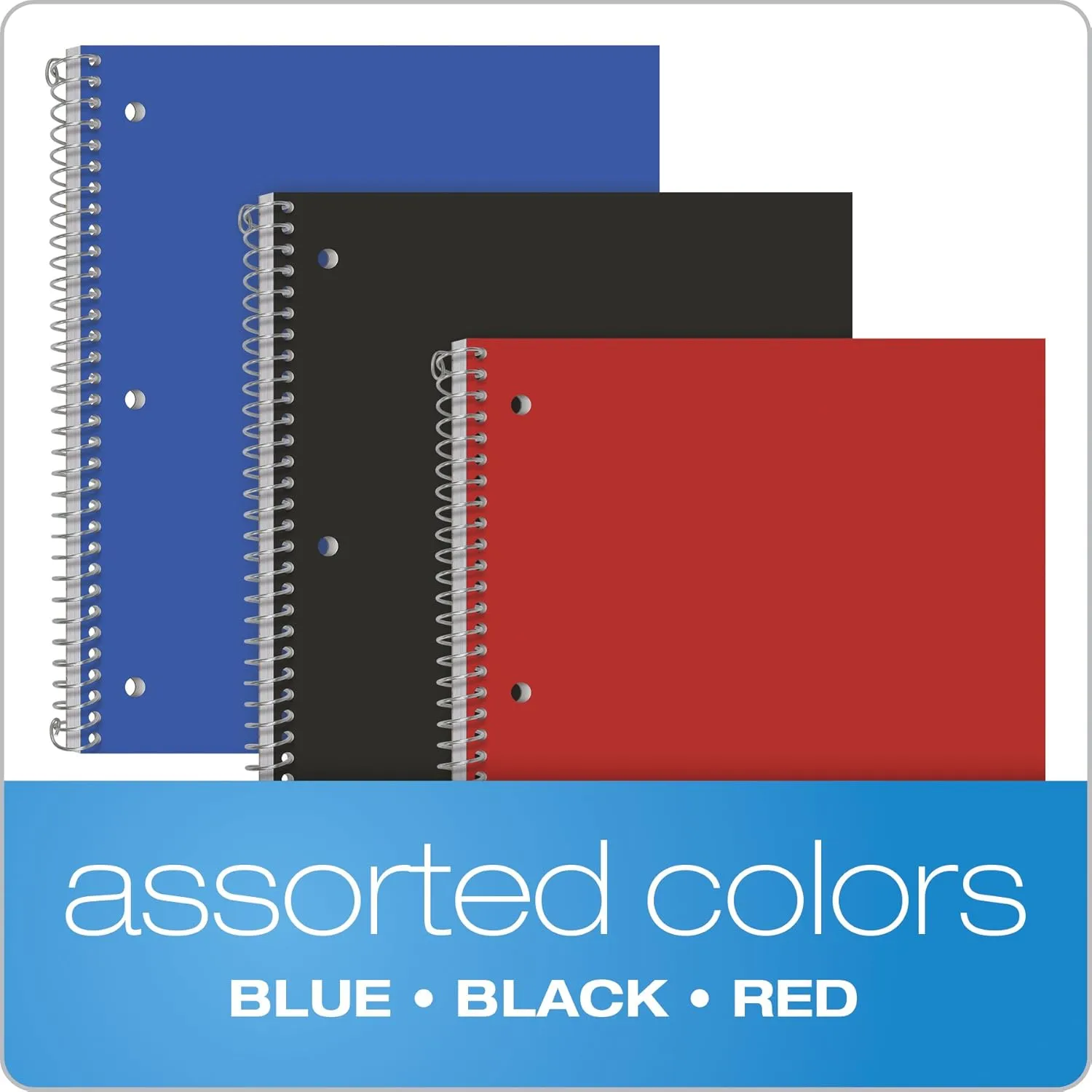 Oxford Spiral Notebooks, 1 Subject, College Ruled Paper, Durable Plastic Cover, 100 Sheets, 3-Pack (10390)