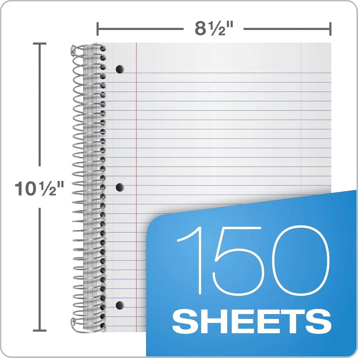 Oxford Spiral Notebooks, 3-Subject, 8-1/2 x 10-1/2, Wide Ruled, 150 Sheets, 2-Pack