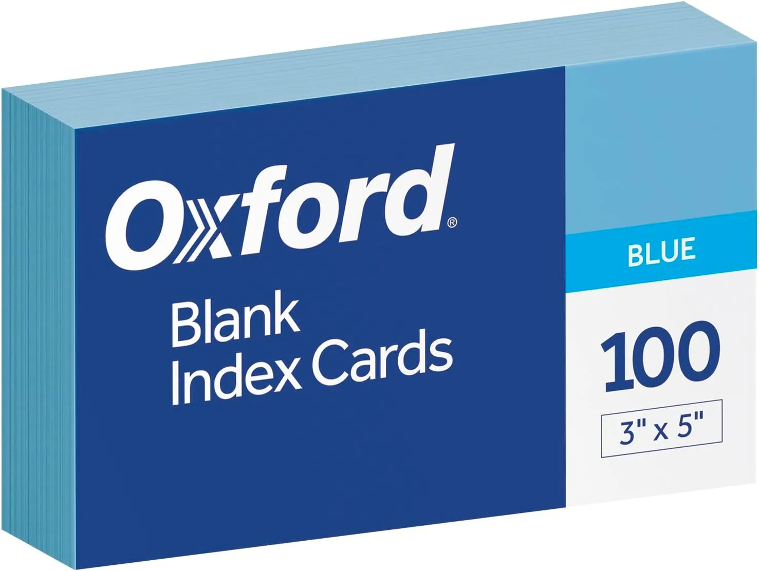 Oxford Blank Color Index Cards, 3 x 5, Blue, 100 Pack