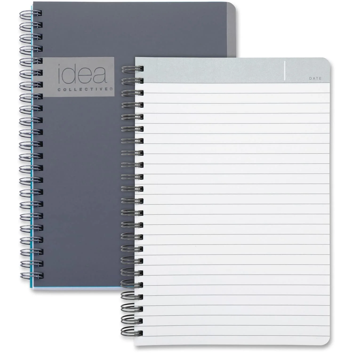 Oxford Idea Collective Professional Notebook, Double Wire-O, 8 x 4 7/8, Ruled, 80 Sheets, Gray (57010IC)