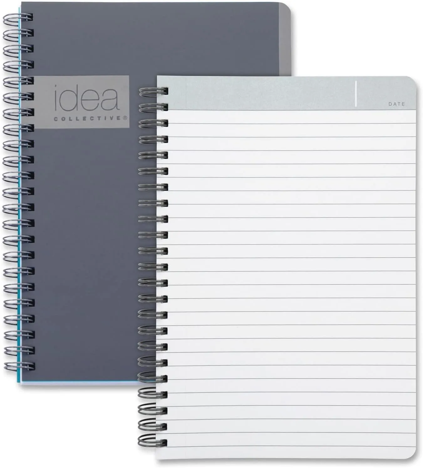 Oxford Idea Collective Professional Notebook, Double Wire-O, 8 x 4 7/8, Ruled, 80 Sheets, Gray (57010IC)