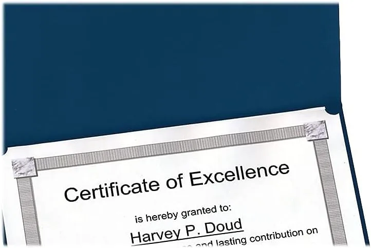 Oxford Linen-finish Certificate Holders - Letter - 8 1/2in x 11in Sheet Size - Linen - Dark Blue - 5 / Pack